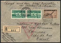 SWITZERLAND: Registered Cover Flown By ZEPPELIN, Sent From Romanshorn To Campos (Brazil) On 14/OC/1933 Franked With 2.30 - Storia Postale