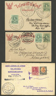 THAILAND: 2 Cards + 1 Cover Flown In 1924 And 1928, Interesting! - Thaïlande