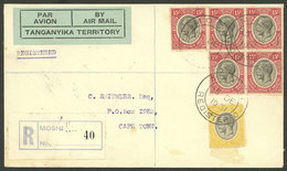 TANGANYIKA: 15/DE/1931 MOSHI - Cape Town, Registered Airmail Cover With Backstamps Of Moshi, Mbeya, Johannesburg And Cap - Other & Unclassified