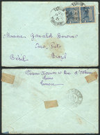 TUNISIA: Cover Sent From Tunis To Brazil On 14/OC/1921 Franked With 50c., Very Rare Destination! - Cartas & Documentos
