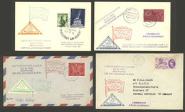 WORLDWIDE: ROMA OLYMPIC GAMES: 4 Cover Carried On Special Olympic Flight, With Cinderellas And Special Handstamps, VF! - Andere & Zonder Classificatie
