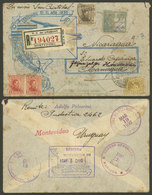 URUGUAY: 30/NO/1929 Montevideo - NICARAGUA, NYRBA First Flight, Registered Cover, With Arrival Backstamp Of Managua 7/DE - Uruguay