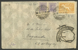 URUGUAY: 7/NO/1936 Montevideo - Paysandú, First Flight Of The Regular Airmail Service, With Special Cachet And Arrival M - Uruguay