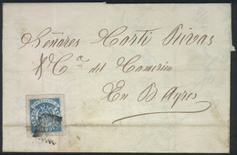 URUGUAY: 17/SEP/1865 MONTEVIDEO - Buenos Aires: Dated Folded Cover, Franked By Sc.23 (Seal 12c. Blue) With Little Defect - Uruguay