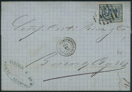 URUGUAY: 27/JUL/1869 SALTO - Buenos Aires: Folded Cover Franked By Sc.30, With Semi-mute "B" Barred Oval Cancel And Date - Uruguay