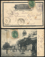 VENEZUELA: Postcard With View Of Caracas Sent To Brazil On 29/JA/1904 Franked With 10c. (pair Sc.230), Minor Defects, In - Venezuela