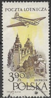 POLAND 1957 Air. Ilyushin Il-14P Over Steel Works - 3z.90 - Brown And Yellow FU - Used Stamps