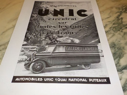 ANCIENNE PUBLICITE LES CAMIONNETTES UNIC 1931 - Camions