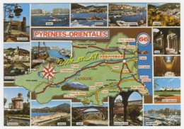 {81060} 66 Pyrénées Orientales , Carte Et Multivues ; Amélie , Canet , Collioure , Perpignan , Thuir , Port Leucate - Cartes Géographiques
