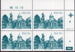 South Africa - 1982 Architecture Definitive 50c Control Block 1803 86.10.13 (**) # SG 525b - Hojas Bloque
