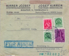 1941 HUNGRIA , SOBRE CIRCULADO POR CORREO AÉREO , CENSURA , BUDAPEST - NÜREMBERG - Lettres & Documents