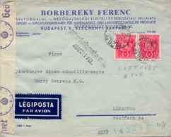 1941 HUNGRIA , SOBRE CIRCULADO POR CORREO AÉREO , CENSURA , BUDAPEST - NÜREMBERG - Lettres & Documents