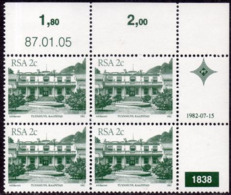 South Africa - 1982 Architecture Definitive 2c Reprint Control Block 1838 87.01.05 (**) # SG 512c - Blokken & Velletjes