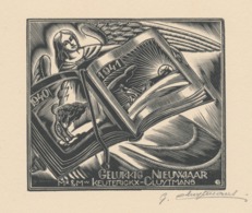 Nieuwjaarskaart Keuterickx-Cluytmans - Germaine Cluytmans Gesigneerd - Engel - Prints & Engravings
