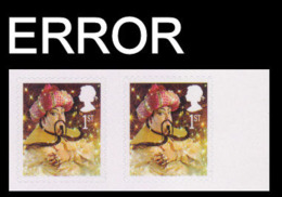 GREAT BRITAIN 2008 Christmas 1st The Genie From Aladdin MARG.PAIR. ERROR:Intact Matrix GB - Errors, Freaks & Oddities (EFOs