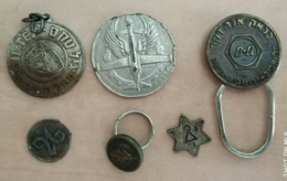 Lot 6 Items - Israel IDF Air Force & Civilian Keychains And Broken Pins Judaica - Aviation