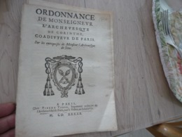 Ordonnance De Monseigneur L’archevêque De Corinthe 1650 Les Entreprises De L'Archevêque De Sens 4 P Désolidarisées - Decreti & Leggi