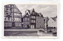 5238 HACHENBURG, Partie Am Alten Markt Mit Brunnen Und Uhr, 1953, Westerwald-Bank, Amts-Apotheke - Hachenburg