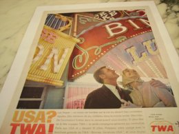 ANCIENNE PUBLICITE VOYAGE LAS VEGAS TWA USA 1962 - Publicidad