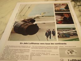 ANCIENNE PUBLICITE VOYAGE  AVEC LUFTHANSA 1969 - Pubblicità