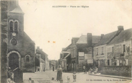 CPA 72 Sarthe Allonnes Place De L'Eglise Lemarchand Boulanger - Allonnes