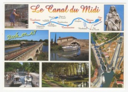 {81070} Le Canal Du Midi , Carte Et Multivues ; écluses , Péniche - Cartes Géographiques