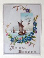 . CALENDRIER 1889...RARE PETIT CHROMO .....AMIDON BERGER.......PAYSAGE....MER..VOILIER...OISEAUX - Petit Format : ...-1900