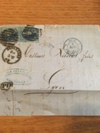 Lettre Bxl Pour Lyon + Cachet Belg Erquelines - 1849-1865 Médaillons (Autres)