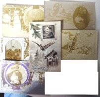 RARE CPA Lot 6x Photo LITHO MONTAGE Homme FEMME Couple En Medaillon Fond Art NOUVEAU Iris Cygne Etang OISEAU FEMME MUCHA - Colecciones Y Lotes