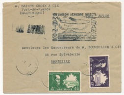 MARTINIQUE - Lettre Depuis Fort De France 1947 - Cachet 1ere Liaison Aérienne Directe MARTINIQUE FRANCE - Briefe U. Dokumente