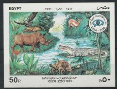 EGYPT 1891 - 1991 Giza Zoo  100 Years - Souvenir Sheet  - BLOCK MNH **  -  STAMP Animals & Birds 50 Piastres - Gebruikt