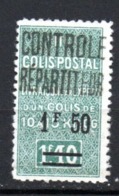 ALGÉRIE  COLIS POSTAL N° 30 1F50 S 1F40 VERT CONTRÔLE RÉPARTITEUR NEUF AVEC CHARNIÈRE - Pacchi Postali