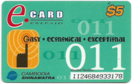 Cambodia - Cambodia Shinawatra - E.Card - Remote. Mem 5$, Used - Cambogia
