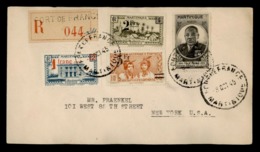 Martinique 1945 Registered Cover Lettre Recommandé Fort De France To New York Cachet Au Dos Postmarked Back Cover USA - Cartas & Documentos