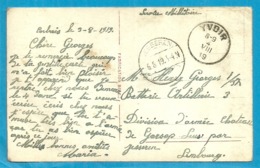 Kaart (S.m.) Stempel YVOIR Met Als Aankomst Duitse Brugstempel JESSEREN Op 6/8/19 - Fortune (1919)