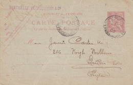 Carte Mouchon Retouché 10 C Rouge D1 Oblitérée à Destination De Londres Repiquage Berthelot - Overprinter Postcards (before 1995)
