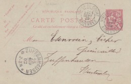 Carte Mouchon Retouché 10 C Rouge D1 Oblitérée à Destination De L'Allemagnr Epiquage Camion - Cartes Postales Repiquages (avant 1995)