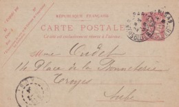 Carte Mouchon Retouché 10 C Rouge D1 Oblitérée  Repiquage Brentano's - Cartes Postales Repiquages (avant 1995)