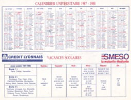 CALENDRIER UNIVERSITAIRE 1987/1988, Credit Lyonnais Et Smeso - Big : 1981-90