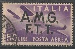 TRIESTE A   50 LIRE POSTA AEREA SOVRASTAMPA SU DUE RIGHE USATO - Poste Aérienne