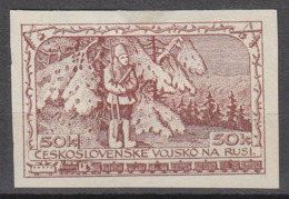 Czechoslovak Legion In Russia 1919 Irkutsk Issue Unissued Essay Soldier At Guard In Forest In Brown (t41) - Legioen In Siberïe