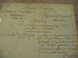 Révolution Pièce Signée Comte De Rabondanges Comte De Neel Montmedy Régiment De Baynale Champagne 01/08/1789 Demande - Documenten