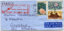 NOUVELLE-CALEDONIE LETTRE PAR AVION AVEC CACHET "AILES FRANCAISES AUTOUR DU MONDE PREMIER COURRIER AERIEN NOUMEA......." - Covers & Documents