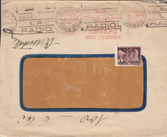 PERFINS, AVIATION STAMP, RADIO SUBSCRIBING SPECIAL POSTMARK ON COVER, 1938, ROMANIA - Perfins
