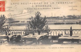 Lyon      69        Café Restaurant De La Terrasse Hugonnaux Vue Sur Le Rhône Et La Saône (voir Scan) - Sonstige & Ohne Zuordnung