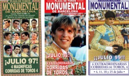 3 Dépliants-annonces De Corrida : Plaza De Toros Monumental De Barcelona (Julio 1997.1998.1999) - Publicités