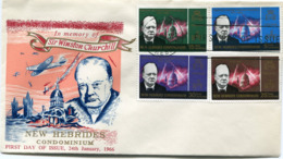 NOUVELLES-HEBRIDES ENVELOPPE 1er JOUR DES N°231/234 MORT DE SIR WINSTON CHURCHILL OBLITERATION VILA 24 JA 1966 - FDC