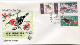 NOUVELLES-HEBRIDES ENVELOPPE 1er JOUR DES N°242/244 SERIE COURANTE OBLITERATION VILA 15 AUGUST 1966 - FDC