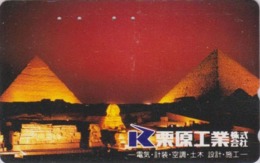 Télécarte Japon / 110-011 - Site EGYPTE - PYRAMIDE SPHINX & Coucher De Soleil Sunset - EGYPT Rel. Japan Phonecard - 195 - Culture