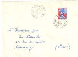 ERNECOURT Meuse Lettre 0,25 F Marianne à La Nef  Yv 1234 Ob 1960 Cercle Pointillé Lautier B7 - Covers & Documents